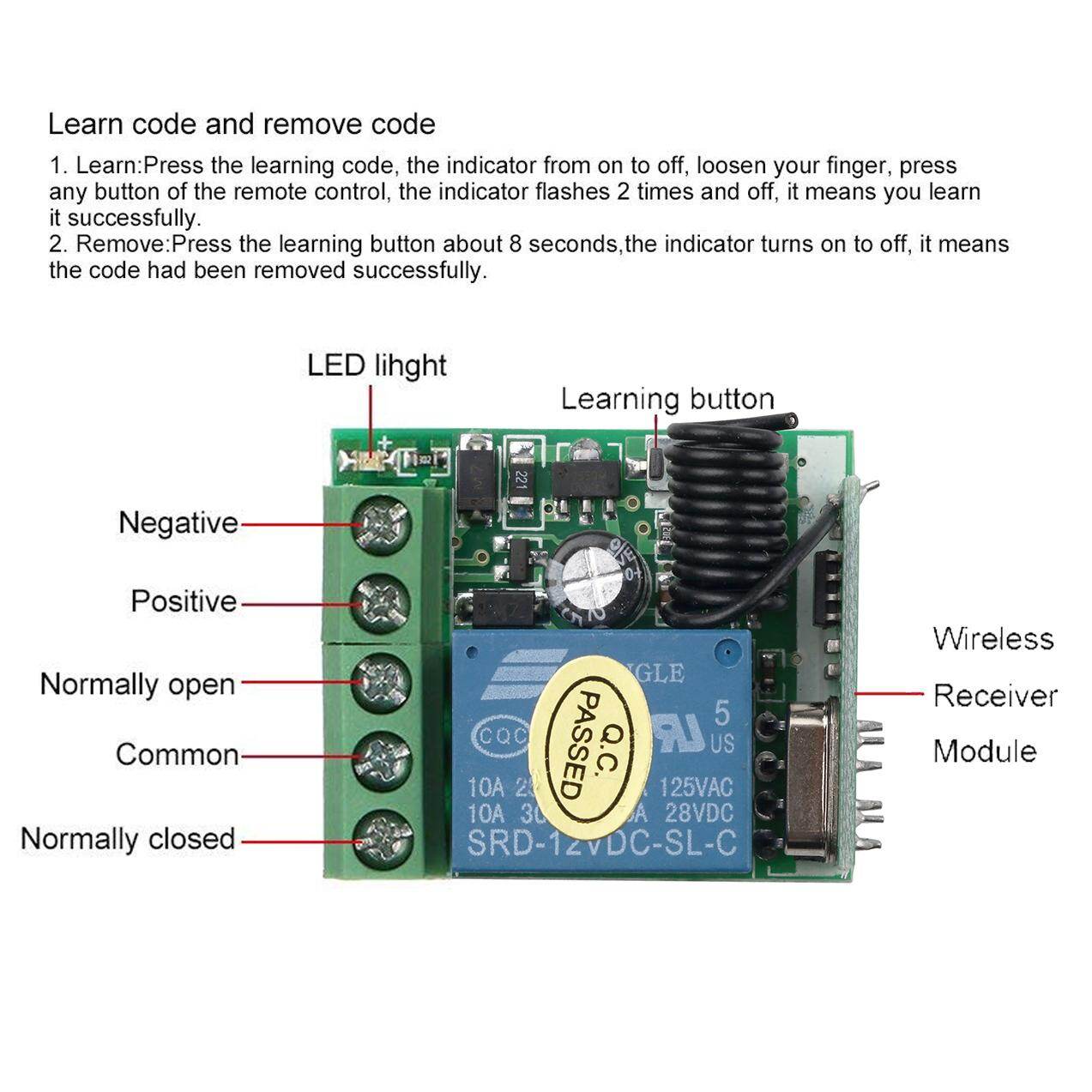 Mô Đun Nhận Rơ-le DC 12V 1CH Bộ Phát RF Công Tắc Điều Khiển Từ Xa Không Dây 433Mhz