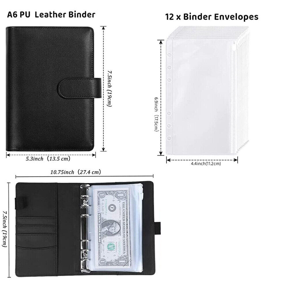 Money Saving A6 Zipper Wallet Envelopes Notebook Planner