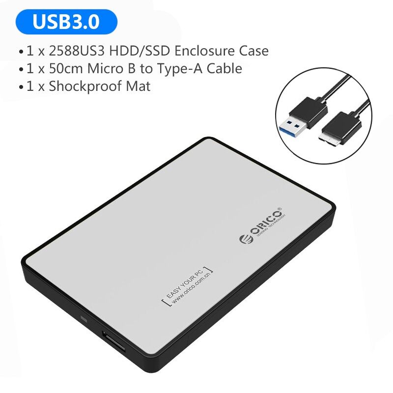ORICO 2.5 inch External Hard Drive Enclosure USB3.0 to SATA HDD Case Compatible with 2.5 inch 7mm-9mm HDD / SSD up to 2TB