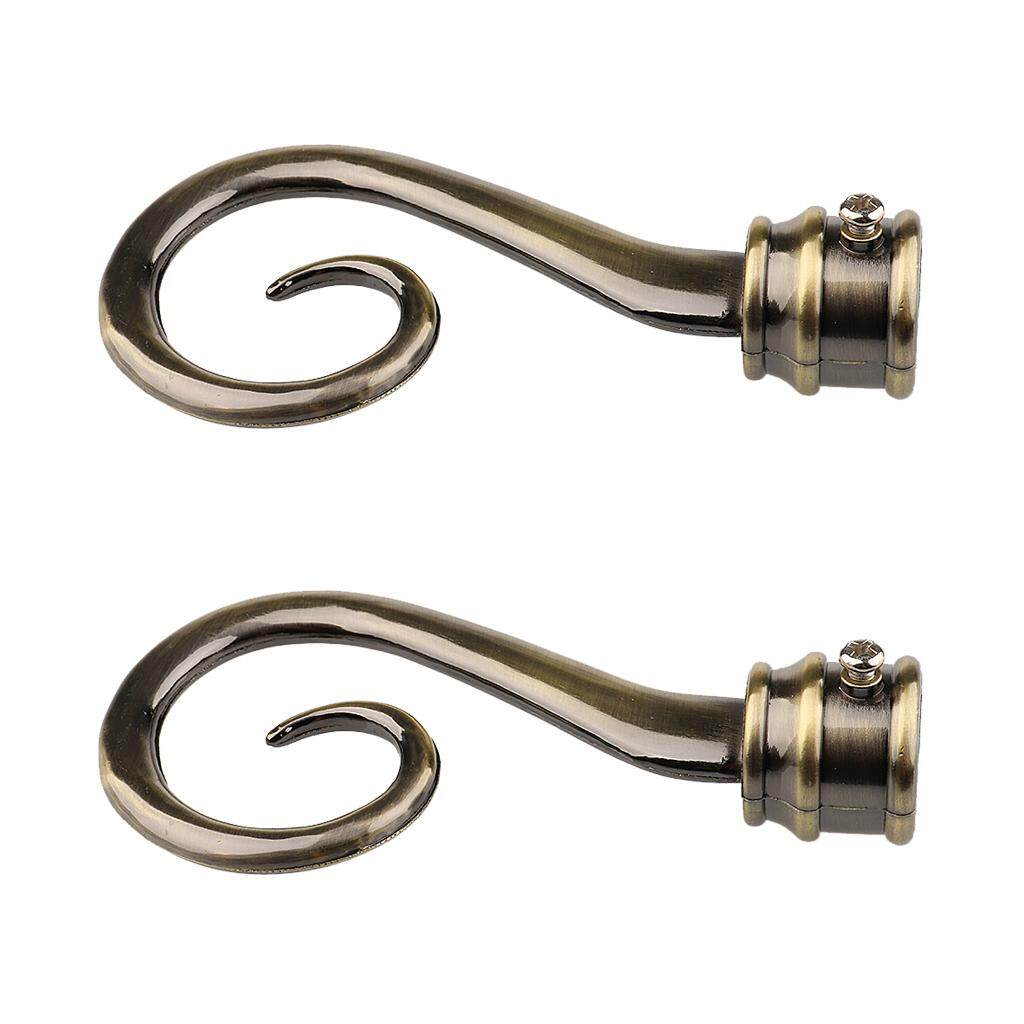 Perfk Pair 22mm Dia Drapery Curtain Rod Pole End Cap Finials For