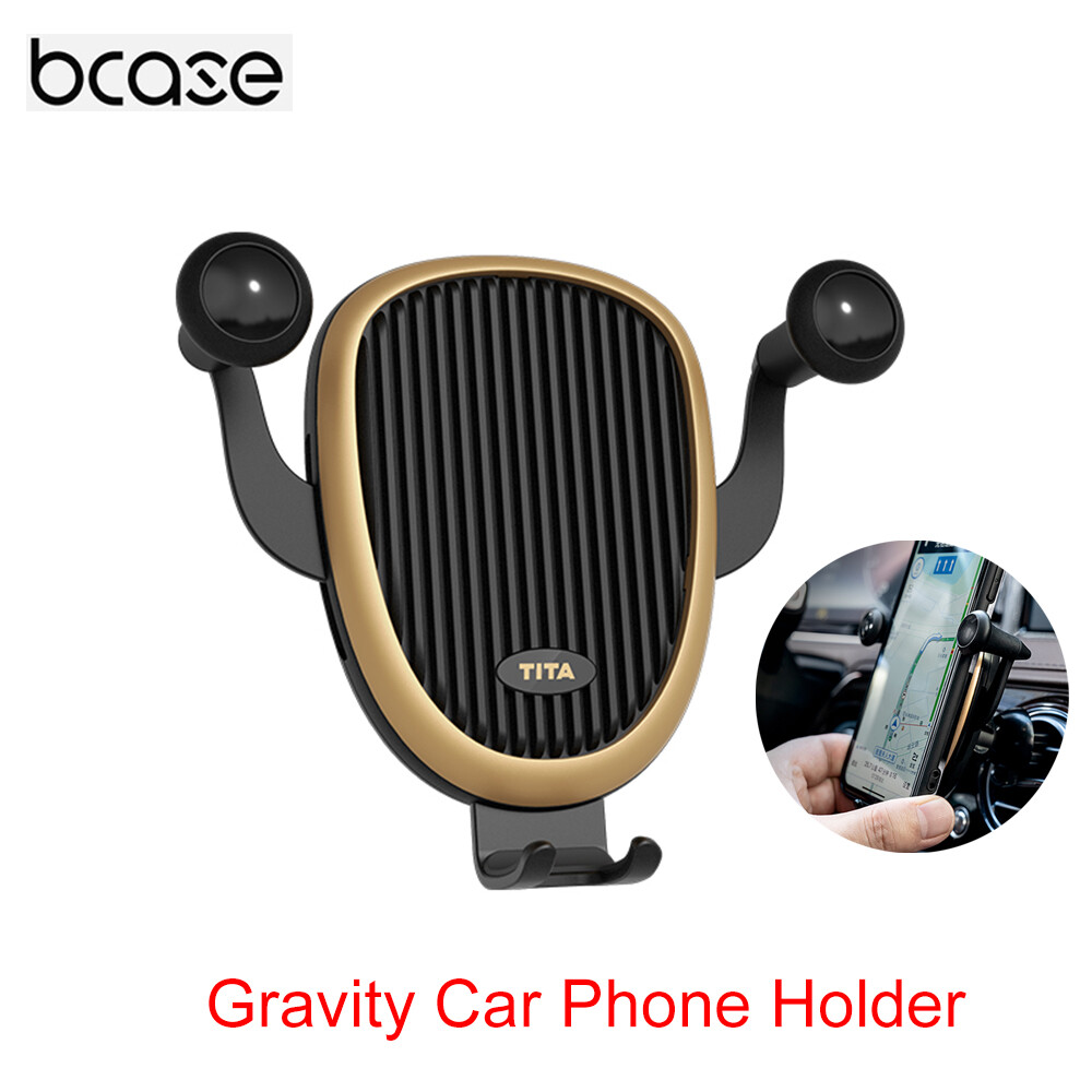 Bcase Gravity Car Phone Holder Harley Retro Phone Air Vent Clip Horizontally Vertically Place Mobile Phone GPS Stand 360°Rotatry Fully Automatic Gravity Linkage Car Cellphone Bracket For 4.5-6.5 Inch Phone