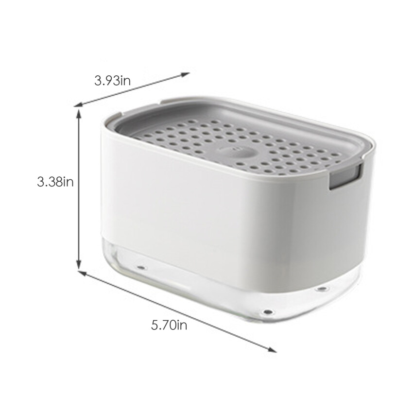 Manual Press Dishwashing Container Double Layer Cleaning Liquid Box Soap Pump Dispenser Detergent Dispenser Foam Bottle W/ Sponge