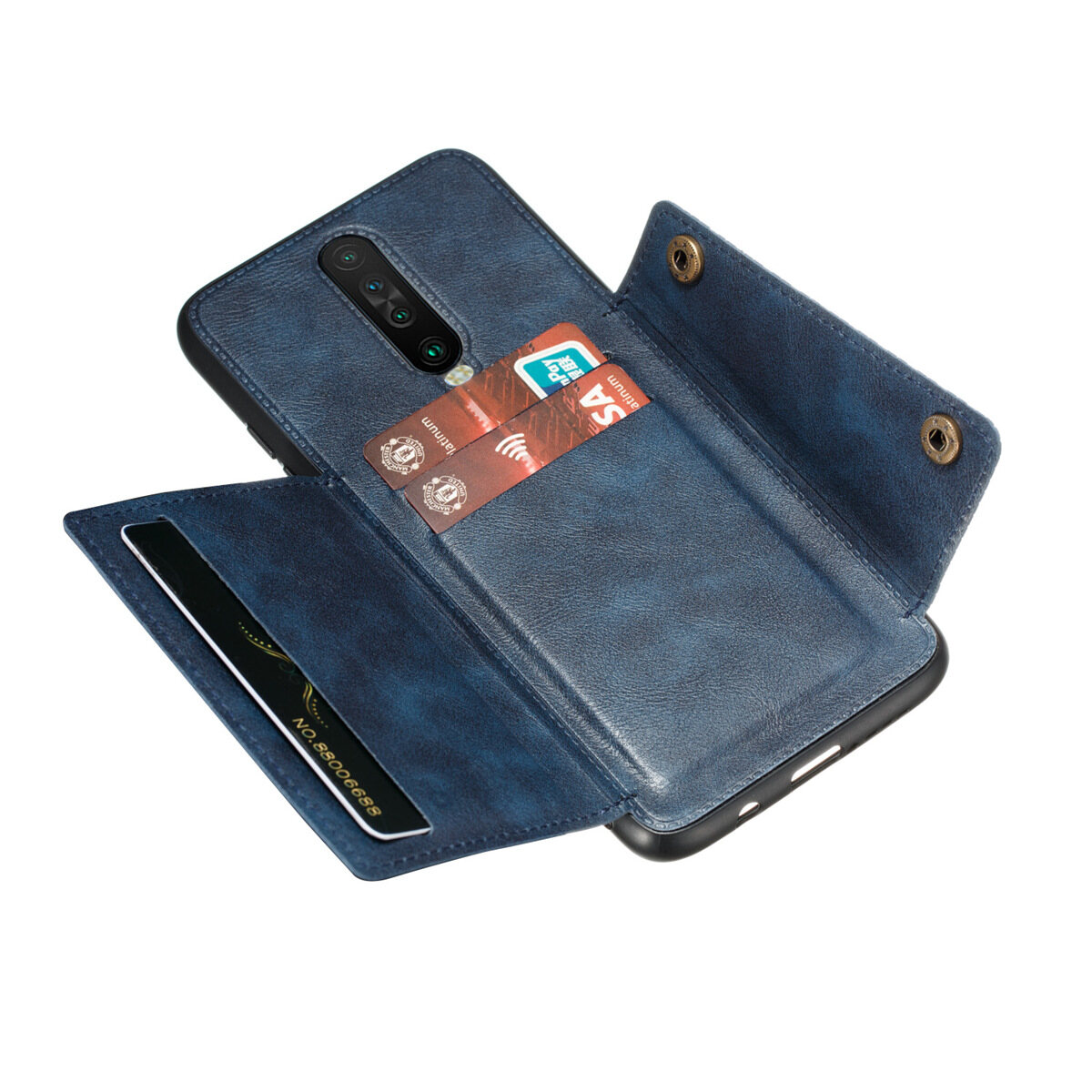 Cho Redmi K30 Pro Da Trường Hợp Nhiều Folio lật Bìa Wallet Trở Lại Trường Hợp Shell, Có Thể Làm Việc Với gắn trên xe hơi, Ẩn thẻ tín dụng ID Khe Cắm Chủ, Retro nút kim loại Clasp, Đứng Hỗ Trợ