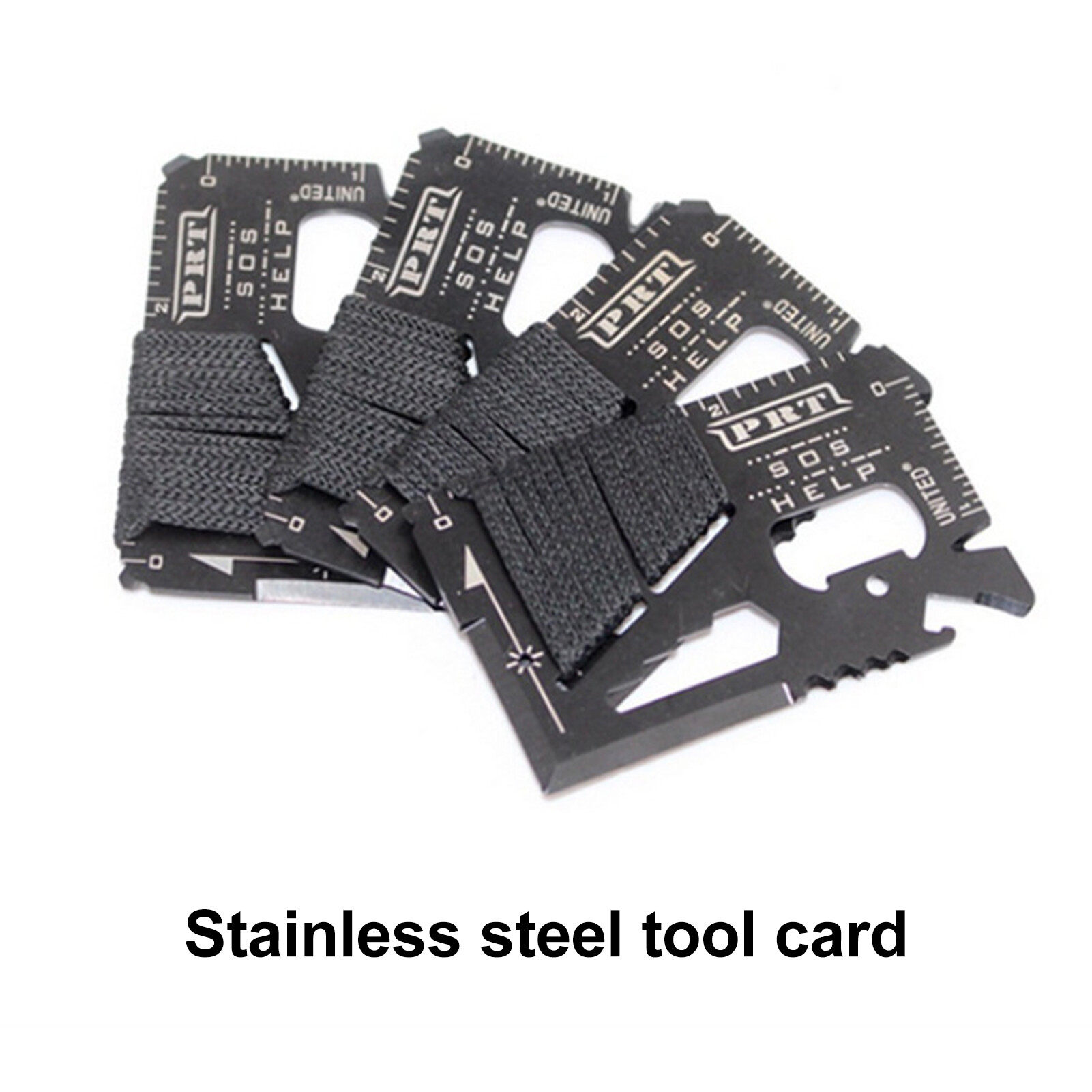 Multi-tool Credit Card with Faux Leather Sleeve 14 in 1 Slim Portable Small Bottle Opener Stainless Steel SOS Emergency Survival Pocket Tool Outdoor Supplies Solid Multi-tool Credit
