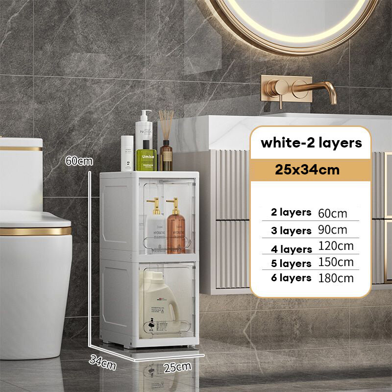 XMDS 25cm bathroom compartment storage cabinet, household shelf gap storage cabinet, kitchen toilet drawer type narrow sideboard