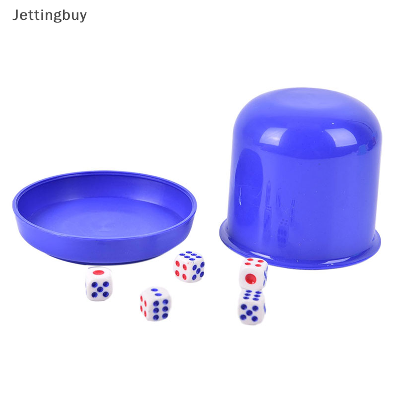 【Jettingbuy】 Flash Sale Polyhedral Dice Cup Drinking Board Game Gambling Dice Box With 5pcs Dices