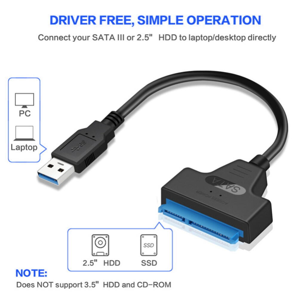 EL Style Cáp Usb Sata Đầu Nối Cáp Máy Tính Sata 3 Sang Usb 3.0 Cáp Chuyển Đổi Sata Usb 2.0 Hỗ Trợ Ổ Cứng Ssd Hdd 2.5 Inch 0620