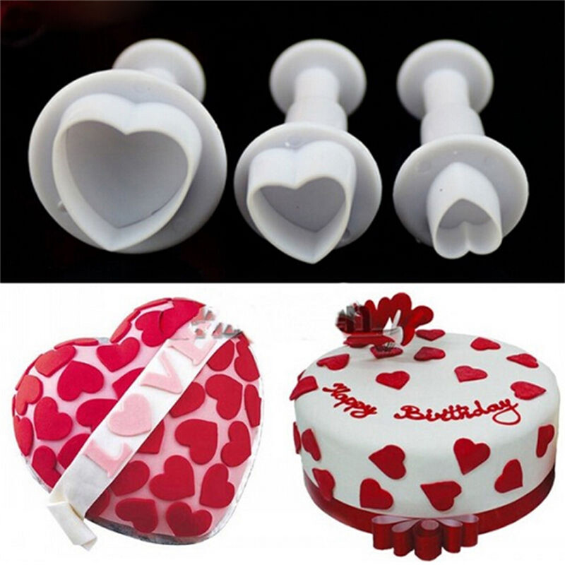 yingRX 3 Pcs/set DIY Baking Mold Heart Shape Cake Chocolate Sugar Decoration Mold New