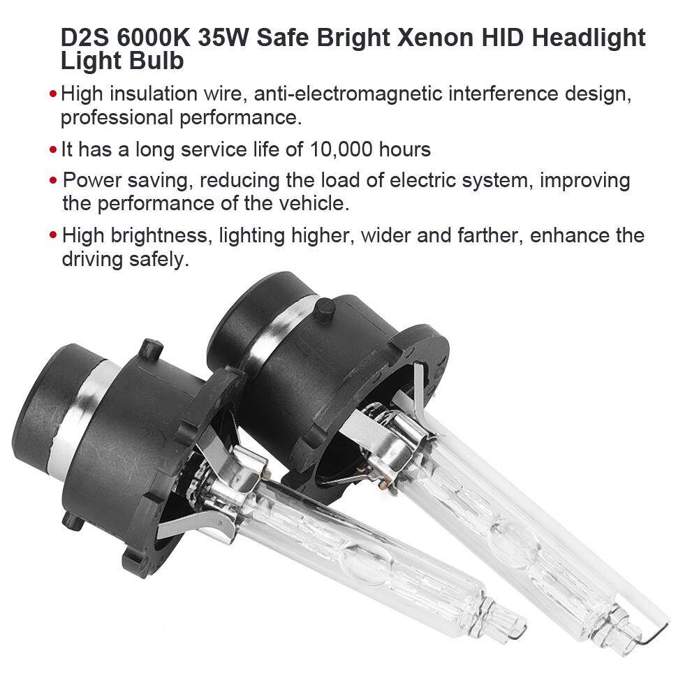 2Pcs D2S 35W 6000K HID Xenon Light Bulb Headlight Lamp High