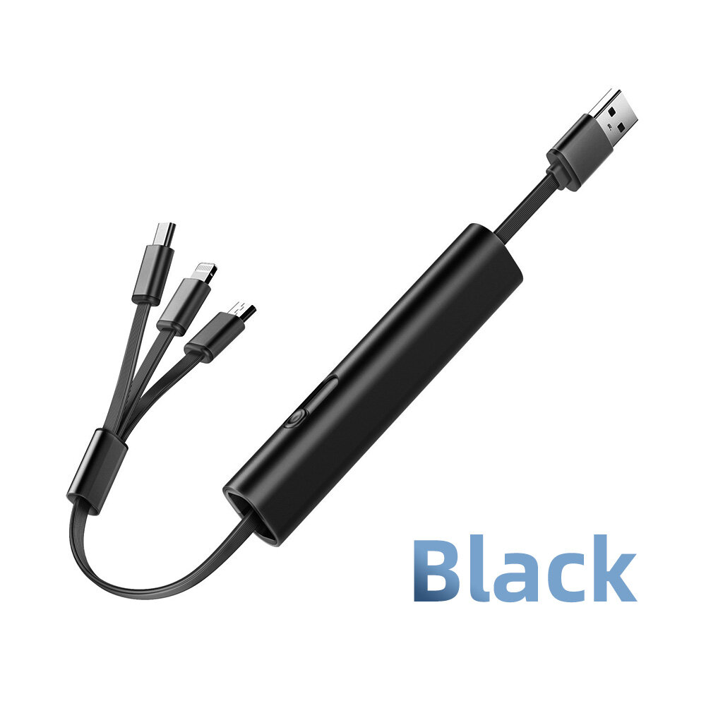 Fonken 3 in 1 usb charging cable usb to micro usb/type-c/light-ning cable retractable charger cable 2.4a fast charge cable