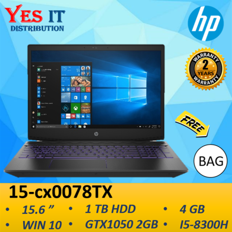 HP Pavilion Gaming 15-Cx0078TX 15.6 FHD IPS Laptop Black ( I5-8300H, 4GB, 1TB, GTX1050 2GB, W10, 2YW ) FREE BAG Malaysia