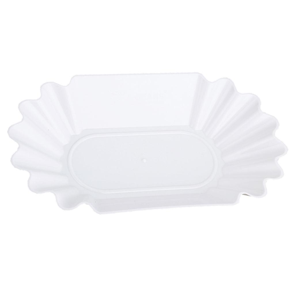 Baoblaze 6x Oval Plastic Plate Fruit Salad Snack Coffee Beans Tray White Serving Plate