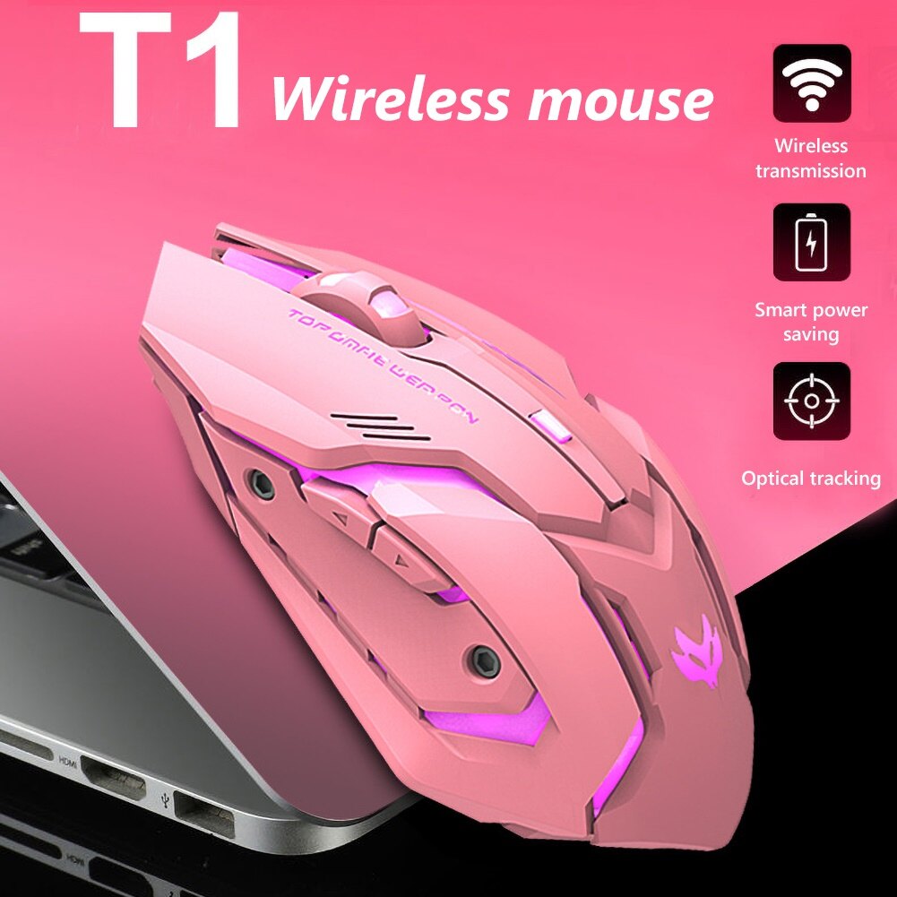 Chuột Chơi Game Không Dây Wiki T1 Ergonomic 2.4G, Chuột Quang Có Đèn Nền USB Có Thể Sạc Lại