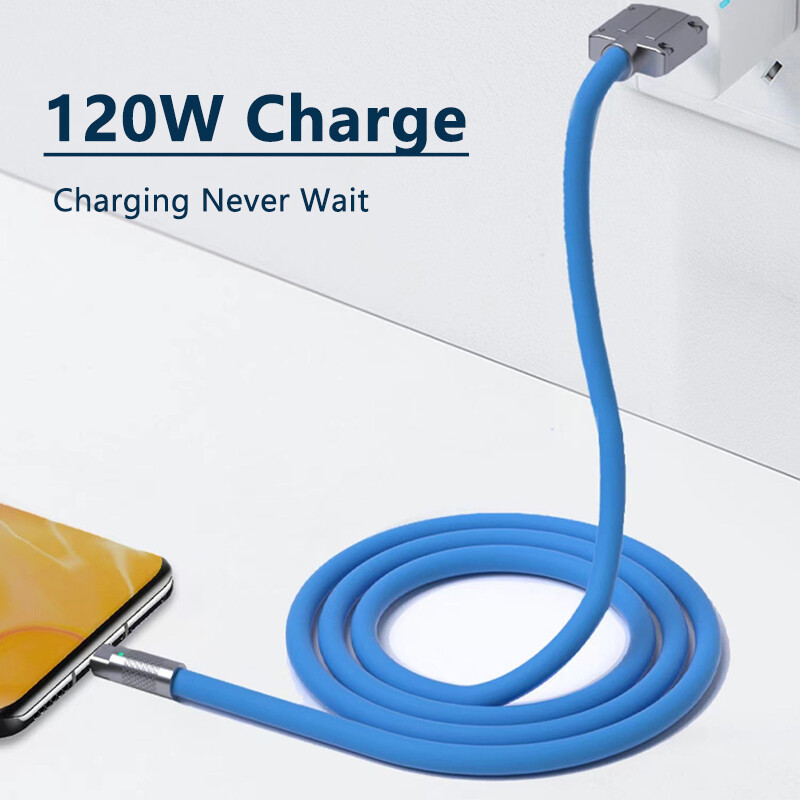 VAORLO Cáp USB Type C 120W Chính Hãng Cáp Sạc Nhanh Dữ Liệu Kim Loại Silicon Lỏng Dây Sạc Điện Thoại USB C Sạc Siêu Nhanh Cho Huawei Xiaomi Infinix OPPO