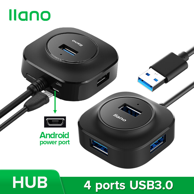llano USB3.0 Square 4-in-1 Hub with Power Supply Function for Laptop,Phone,Keyboard,U disk and More