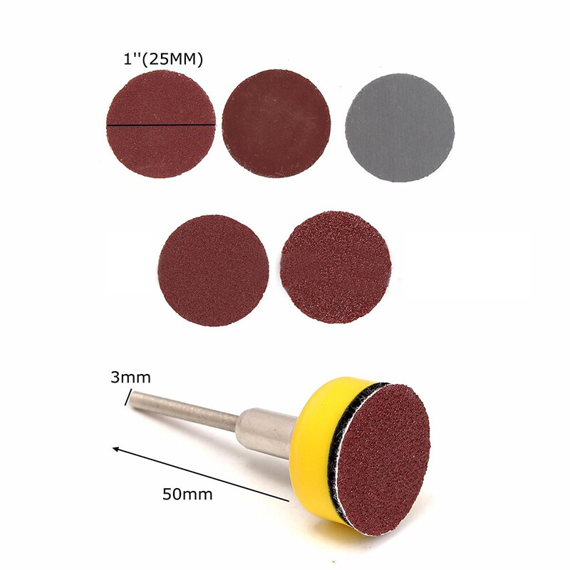 BOKALI 100pcs Sanding Discs + 1  Abrasives Hook & Loop Backer Plate + 1/8inch Shank Set