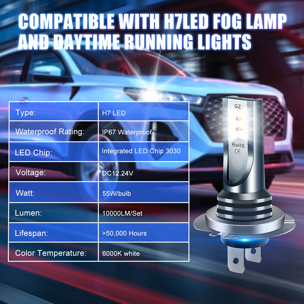 Combo Bóng Đèn Pha Led H7 6000k chiếu xa gần đèn pha LED trắng Bộ chuyển đổi bóng đèn LED siêu sáng