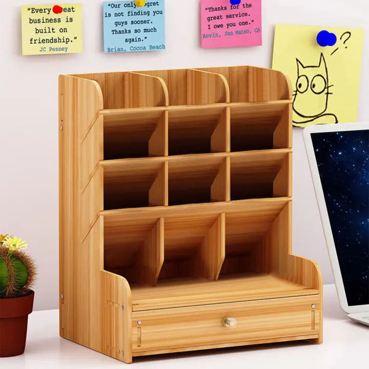 Multi Function Diy Pen Holder Wooden Desk Organizer Desk