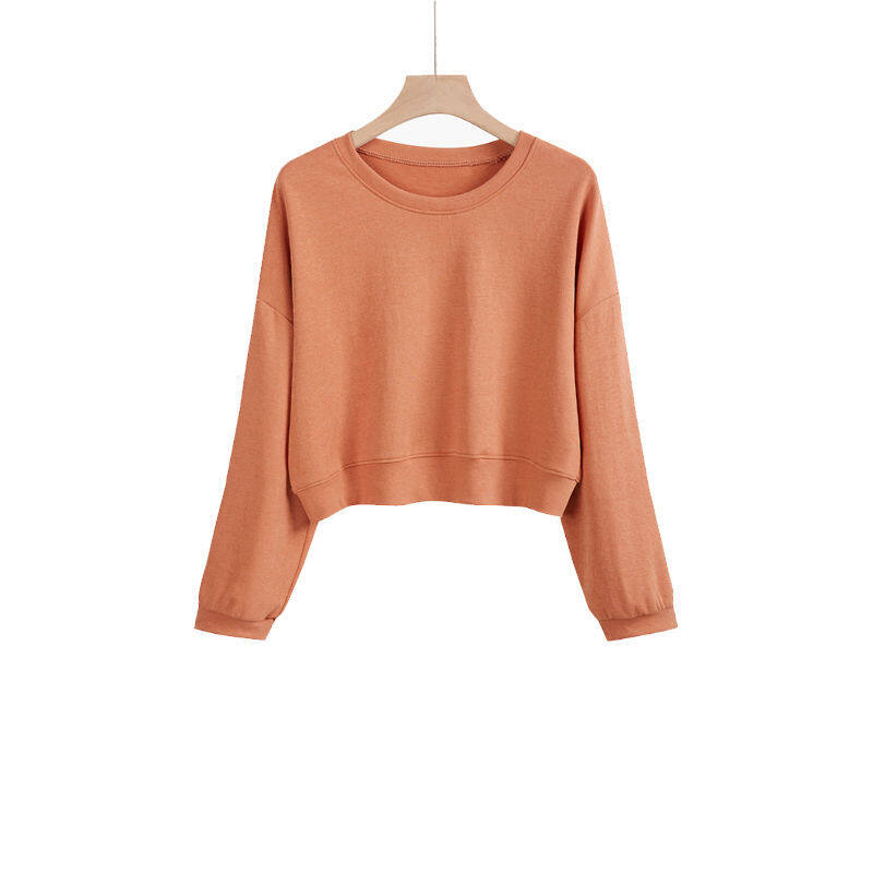 Solid Color Sweater Women's Round Neck Long Sleeve Loose Top