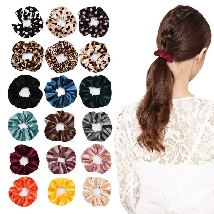 Pinfect 18pcs Ins Colorful Velvet Elastic Scrunchies Hair Rubber