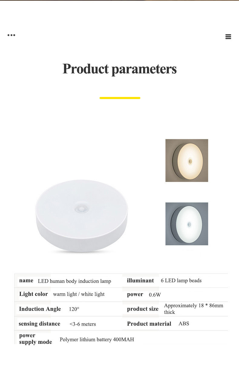 JJT Wireless wall lights, automatic lights, sensor lights, LED sensor lights, bedside lights, bedroom lights, LED lights, wall lights, stair lights, USB charging, soft light. night light wardrobe lighting cabinet lamp night light reading lamp