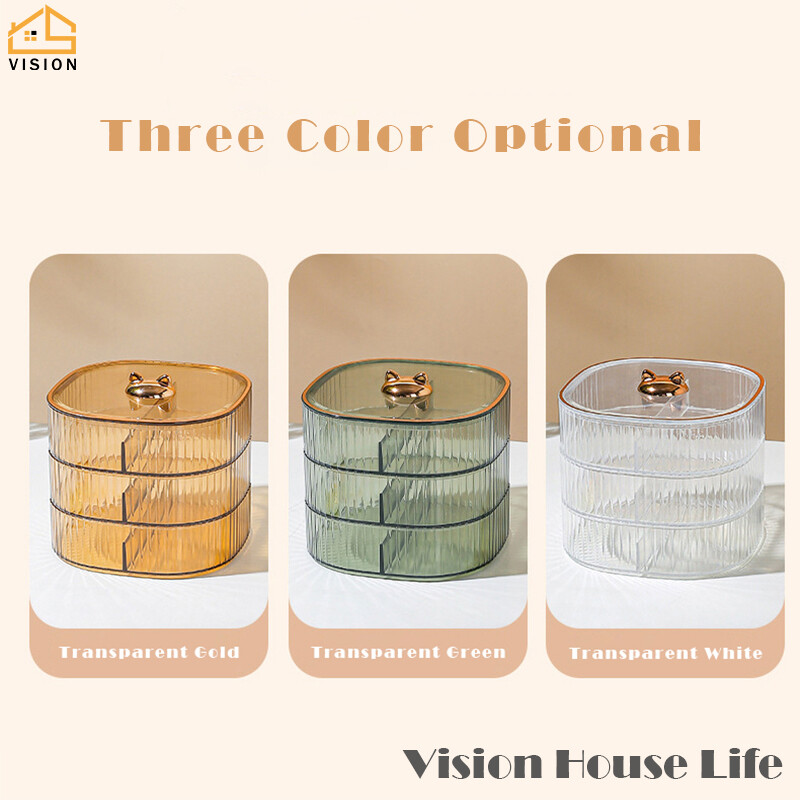 Vision Hộp Đựng Đồ Ăn Nhẹ Trong Suốt Nhiều Tầng Kẹo Hạt Trái Cây Sấy Khô Có Nắp Đĩa Trái Cây Sấy Chia Ngăn Gia Dụng