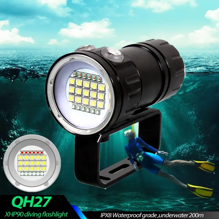 Underwater Scuba Diving Flashlight Waterproof Light Torch Photography Video Lamp