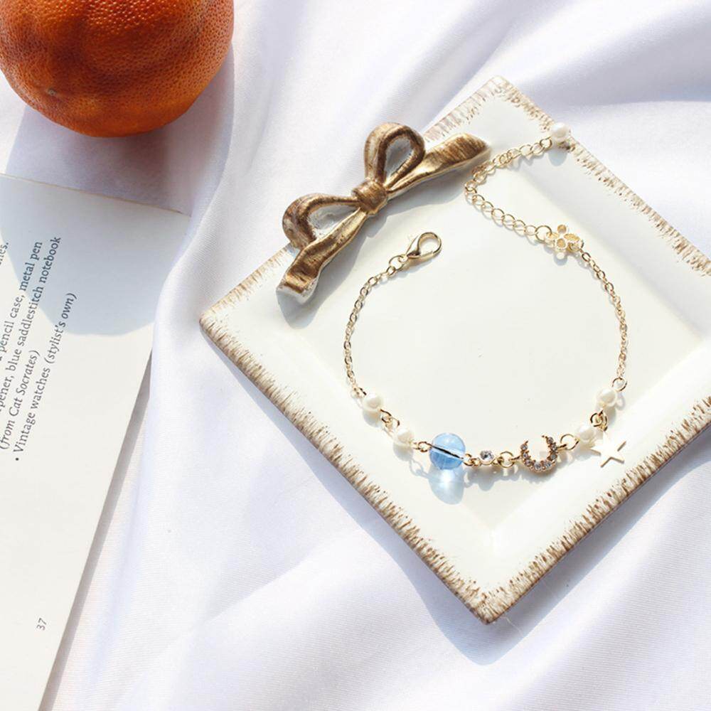 Delicate Star Moon Starry Pearl Chain Charms Fashion Women Bracelet
