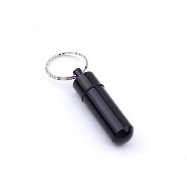 Portable Aluminum Alloy Medicine Bottle Keychain Mini Sealed Metal Hanging Container Key Ring Outdoor Waterproof Travel Medicine Bottle