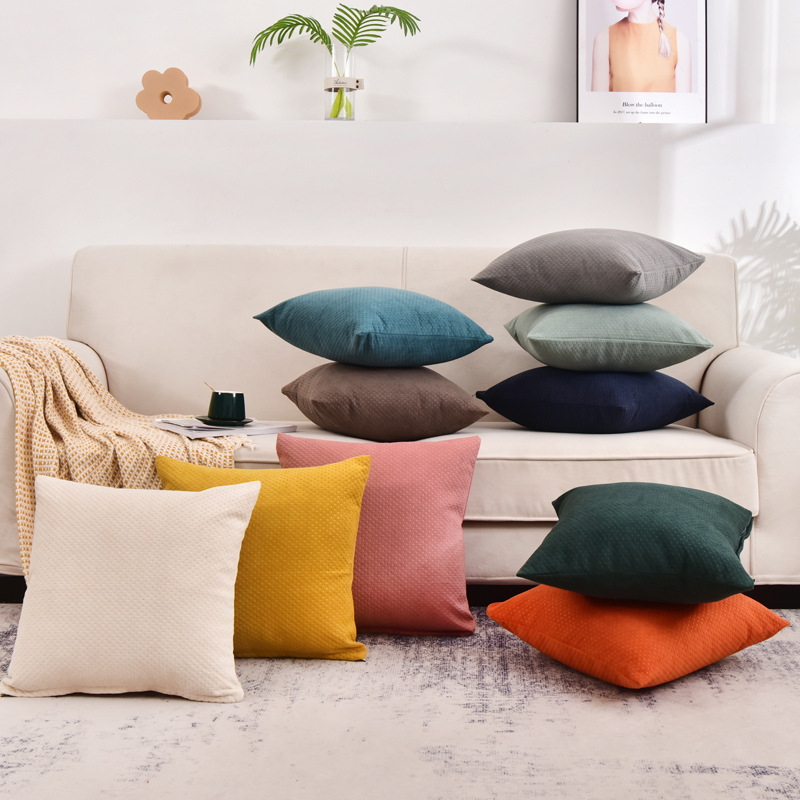 Modern Nordic Cushion Cover Flannel Pillowcase Solid Color Pillow Case Cojines Decor Sofa Throw Pillows Room Pillow Cover Decorative 45x45cm