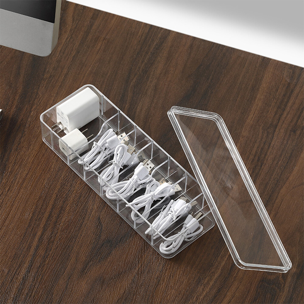 Dust-proof storage cable management box set (covered storage box + 10 straps)