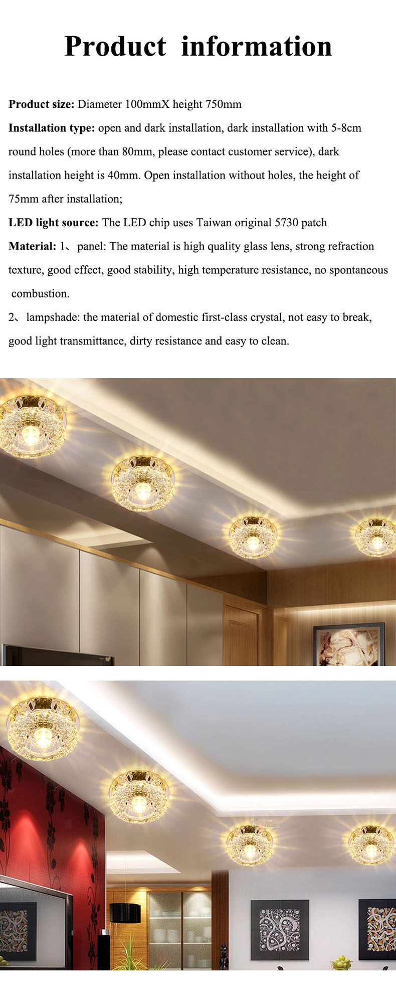 JJT [Miễn Phí Vận Chuyển]Đèn LED Downlight Âm trần Downlight Đèn LED Downlight Đèn LED Downlight Đèn LED âm trần Đèn LED Downlight tròn Đèn Downlight âm trần nhúng pha lê pha lê Đèn LED âm trần đèn trần đèn phòng khách