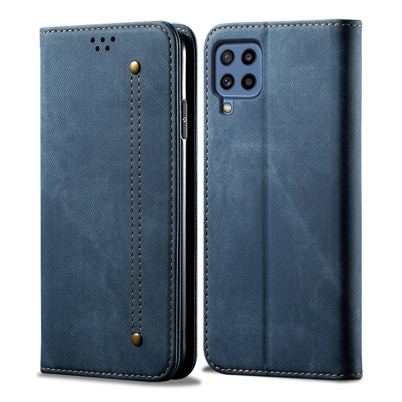 Thinmon Wallet Phone Case for Samsung M32 Magnetic 360 Retro Leather Credit Card Money Slot Back Cover for Samsung M32 Leather Case