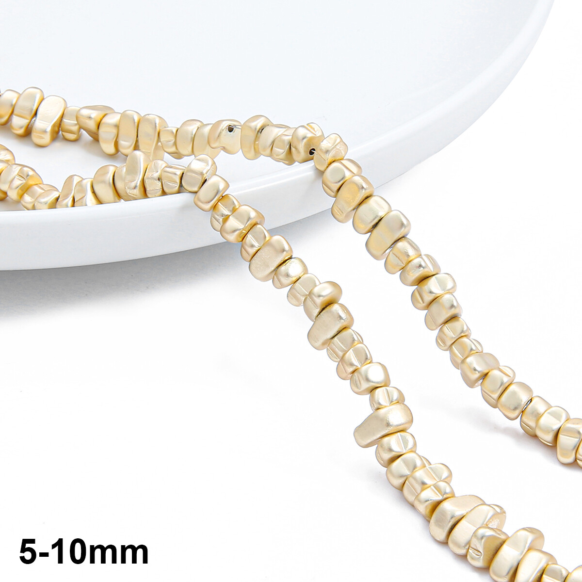 5-10mm Hematite Irregular Gravel Beads Plated Matte Gold Natural Stone Spacer Beads for Jewelry Making DIY Bracelet Necklace 15'' Strand