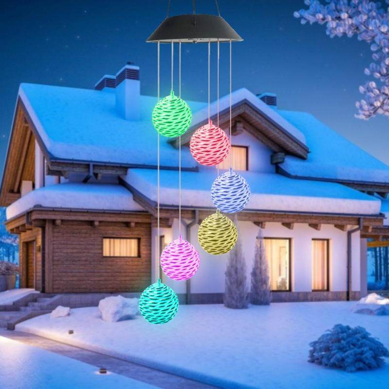 Đèn LED Năng Lượng Mặt Trời Đèn Chuông Gió Không Thấm Nước Đầy Màu Sắc Đèn Mây Vườn Ngoài Trời