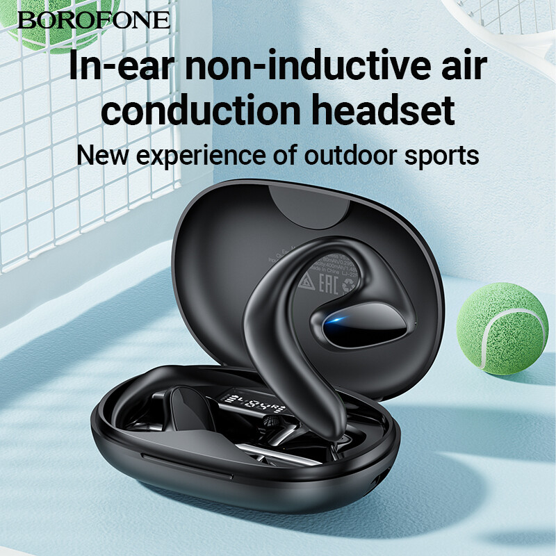 [NEW] BOROFONE BW22 TWS Bone Conduction Headphone Air Conduction True Wireless Bluetooth Headset Wireless Headphones BT5.3 Sports Headphones With Mic With Charging Case Open The Cover And Connect For iPhone Oppo Vivo Xiaomi Huawei Smartphone Universal
