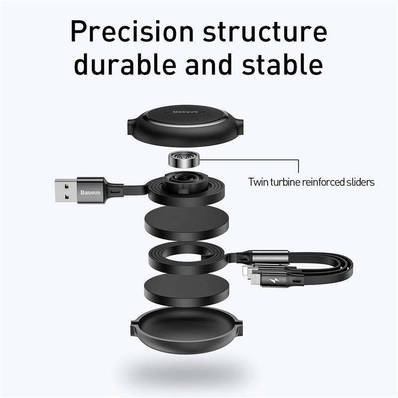 Baseus Cáp USB Thu Gọn 3 Trong 1 Cho iPhone 14 13 Pro Max Bộ Sạc Nhanh 3in1 Cáp Micro USB Type C Cho Samsung Huawei Xiaomi Oppo Vivo