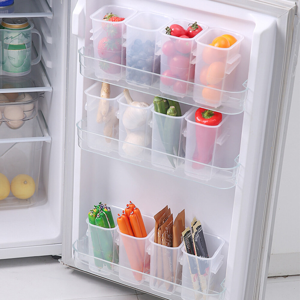 1/2Pcs Refrigerator Organizer Box Classification Plastic Convenient Fridge Side Door Storage Box Home Kitchen Supplies