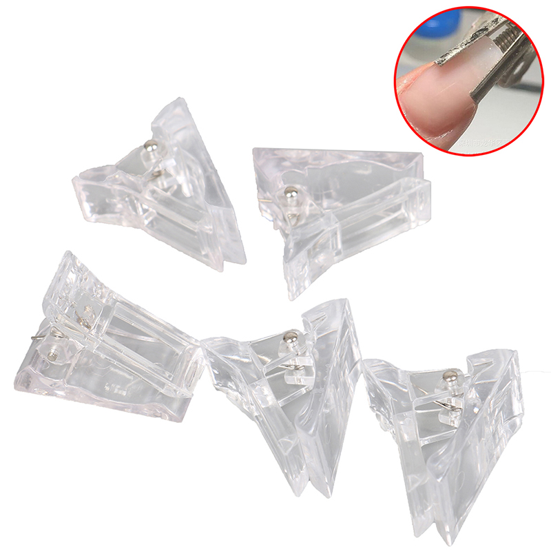 WOOLOVE 5 Cái Kẹp Móng Tay Làm Móng Nhanh Bằng Nhựa Poly Trong Suốt Nhíp Xây Dựng LED UV Nối Móng Dụng Cụ Làm Móng Nghệ Thuật