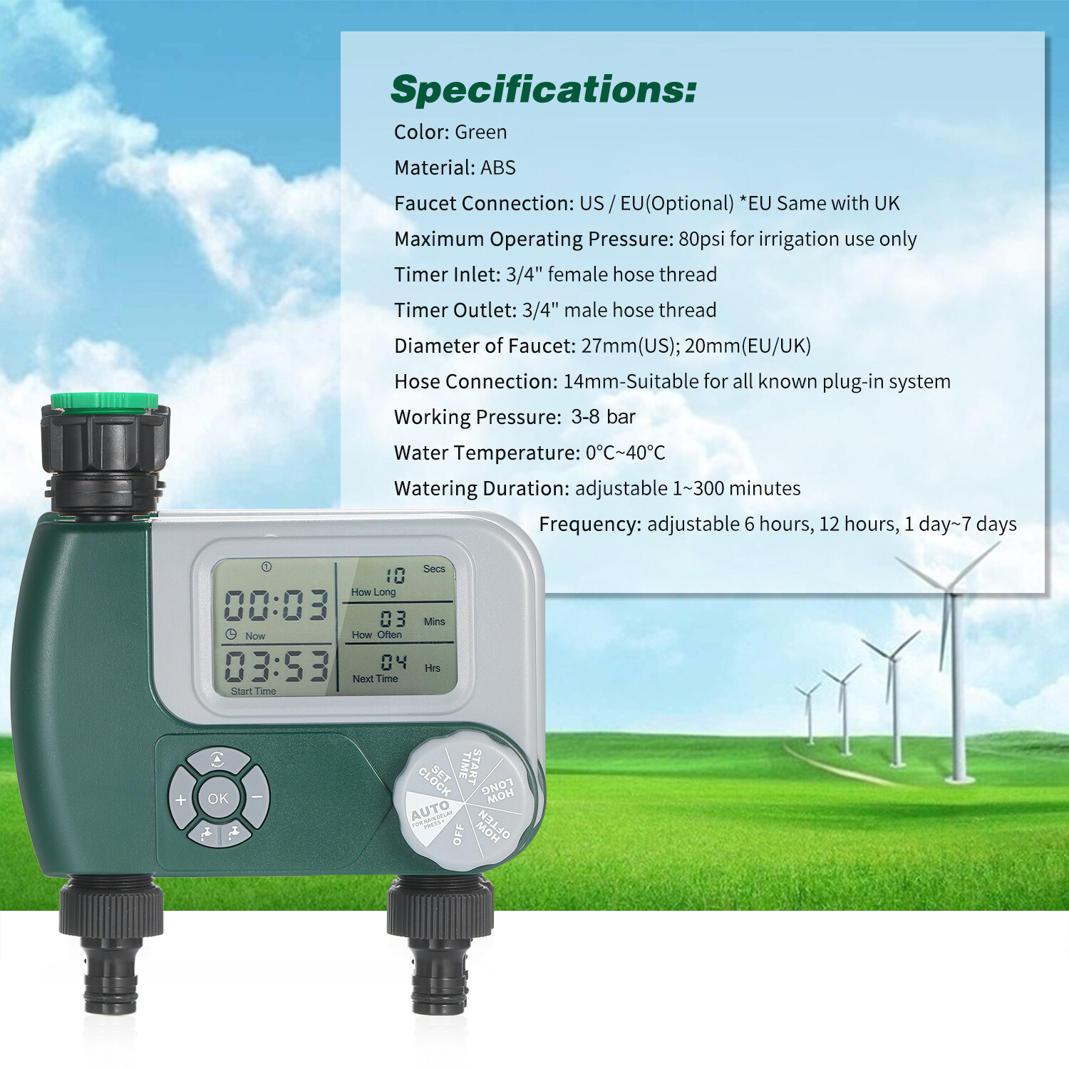 Lập Trình Kỹ Thuật Số Vòi Vòi Nước Hẹn Giờ Vòi Tưới Nước Tự Động Hoạt Động Ngoài Trời Hệ Thống Điều Khiển Tưới Với 2 Đầu Ra, Cho Vườn Cây