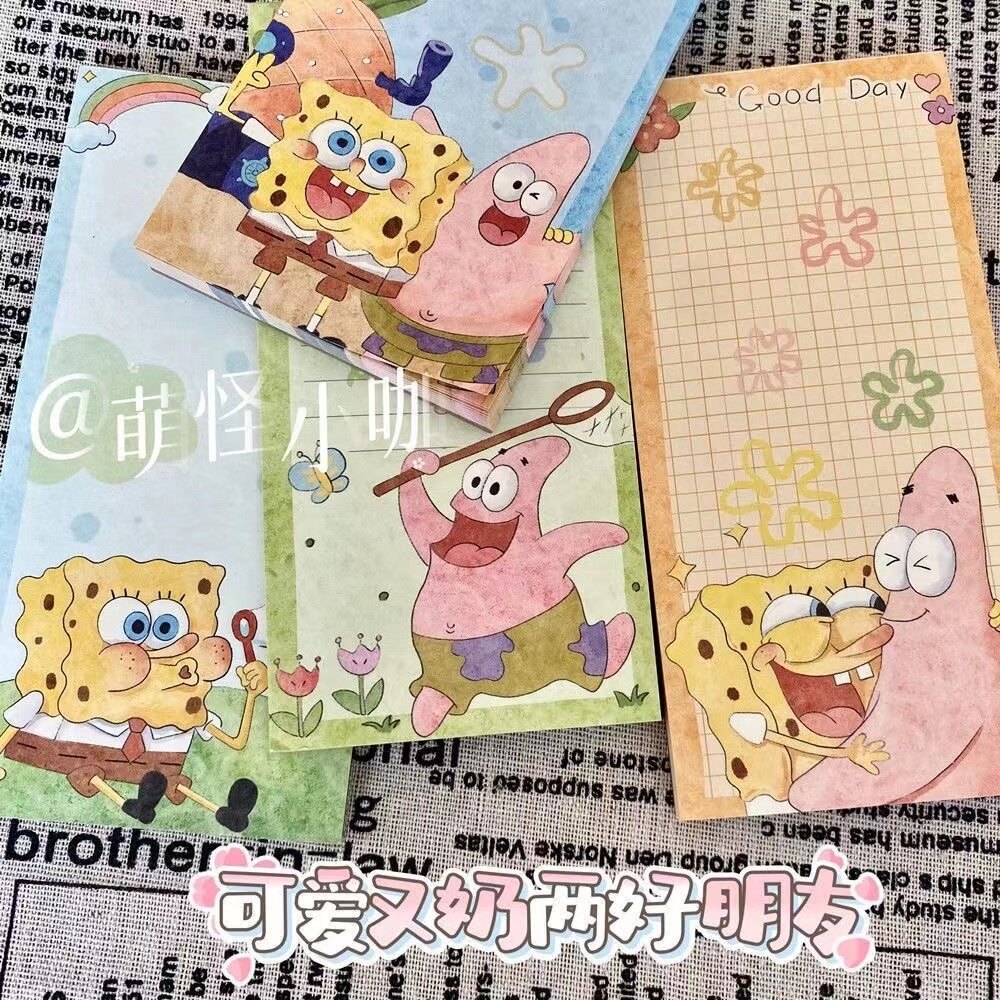 Sticky Notes SpongeBob 4pcs Pads Self-Stick Notes15.5 x 7.5cm, 50Sheets/Pad