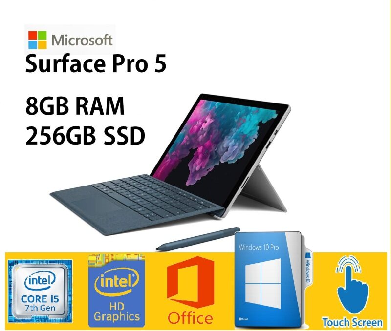 Microsoft SURFACE PRO 5 Intel core i5 7th GEN Processor 8GB RAM 256GB SSD With keyboard, OEM STYLUS PEN Malaysia