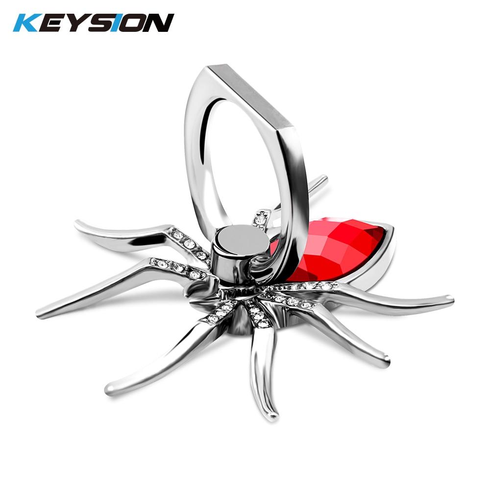 KEYSION Universal Luxury metal Spider Bling Finger Ring Holder 360 Rotate Phone Stent Diamond Mobile Phone Holder Finger Stand