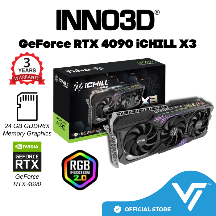 INNO3D GeForce RTX 4090 ICHILL X3 24GB GDDR6X Graphics Card / Desktop ...