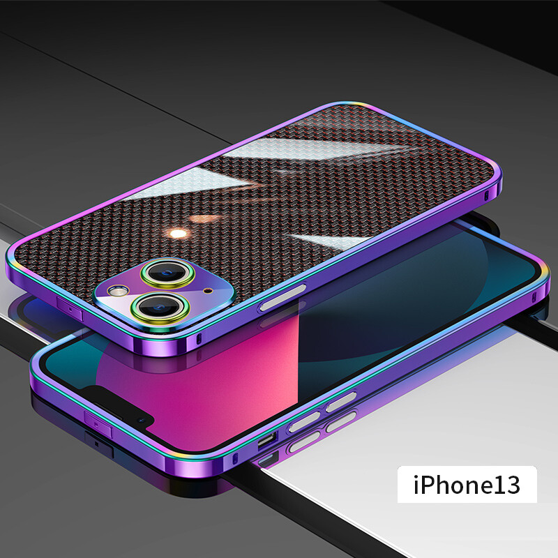ALIGO For iPhone 13 12 11 Pro Max Stainless Steel Hybrid Carbon Fiber Case Shockproof Casing Back Cover