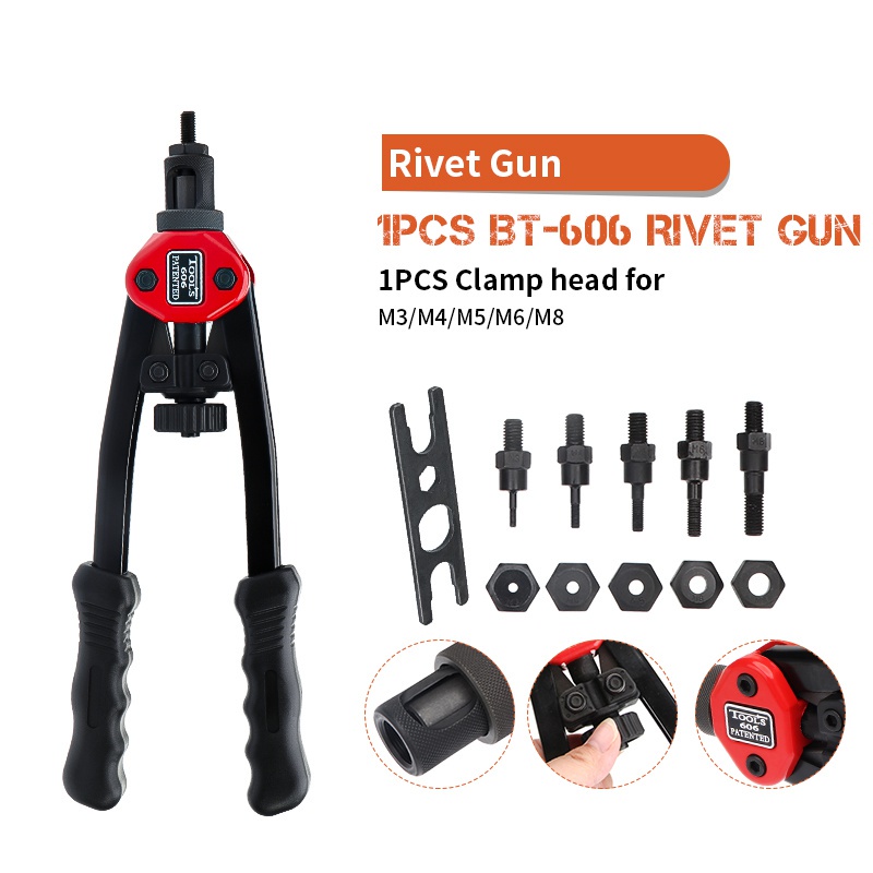 1pcs đinh tán súng + 1pcs m3/M4/M5/m6/m8 đầu hướng dẫn sử dụng thắt chặt Nut Súng công cụ đinh tán hạt đinh tán thắt chặt tự động bao gồm bộ