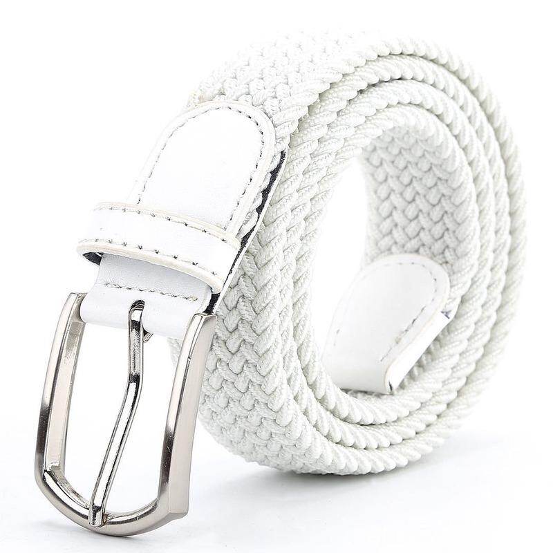 Men Canvas Belt Braided  Elastic Stretch Waist Belt Hot Sale Metal  for Women's Korean Version Wild Pin Buckle Belt 110CM