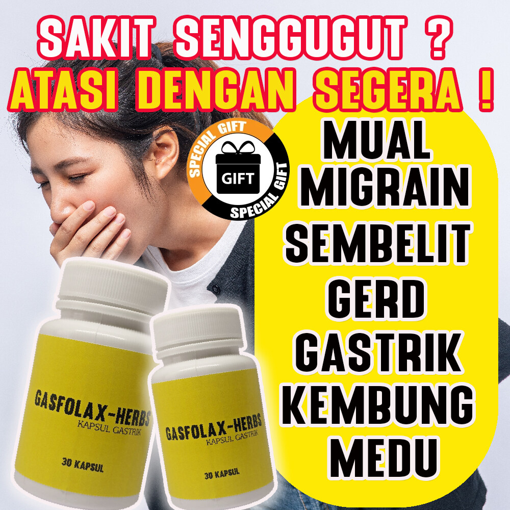 2 Botol Penawar Gastrik Gasfolax Herbs [ 30 Kapsul ] Ubat Gastrik Angin Penawar Gastrik