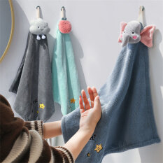 Gấu hoạt hình dễ thương búp bê khăn tay treo khăn tắm san hô lông cừu thấm cho nhà bếp nhà tắm khăn lau khăn