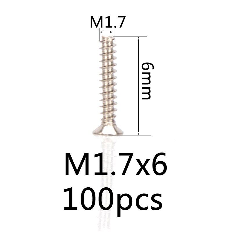M1.4 m1.7 m2 m2.3 m2.6 m3 m3.5 m4 nickel plated countersunk head flat tail self-tapping screw cross recessed machine screw phillips head metric bolts length 4mm-20mm millimeters
